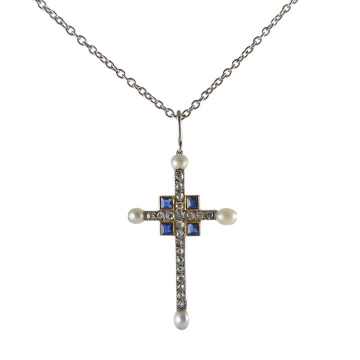 Art Deco diamond and gem set cross pendant by Cartier, Paris c.1920,